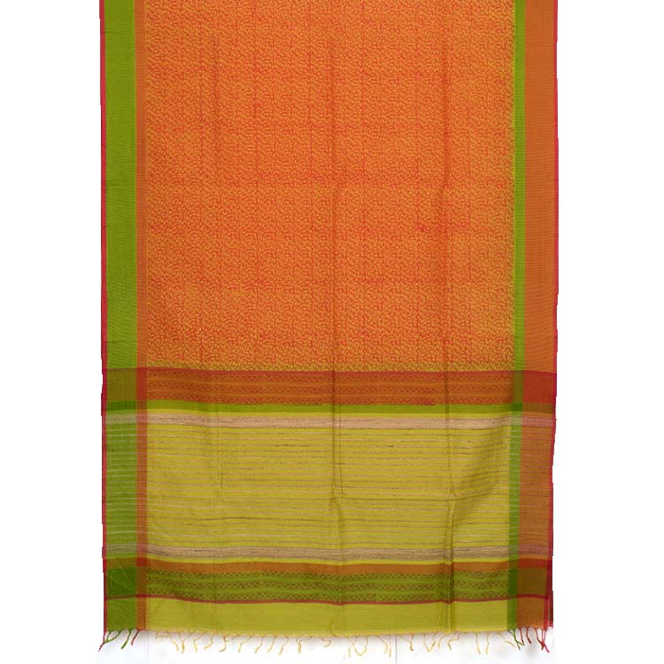 Hand Block Printed Maheshwari Silk Cotton Saree 10039556