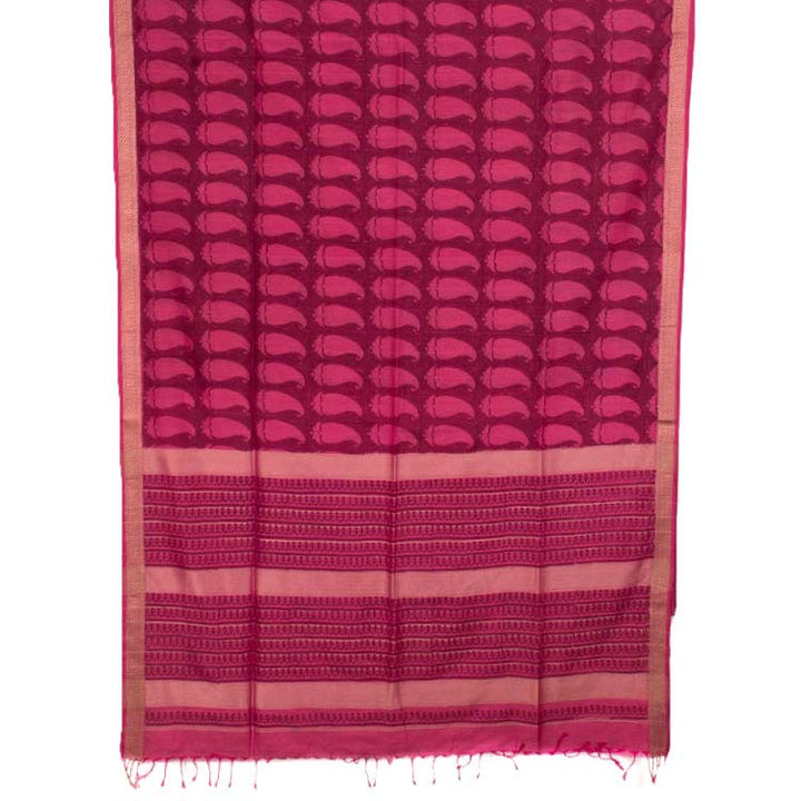 Hand Block Printed Maheshwari Silk Cotton Saree 10046860