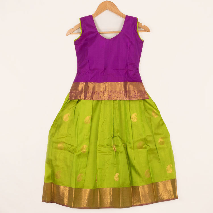 6 to 10 Yrs Size Pure Silk Kanchipuram Pattu Pavadai 10052925