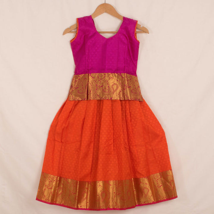 6 to 10 Yrs Size Pure Silk Kanchipuram Pattu Pavadai 10052955