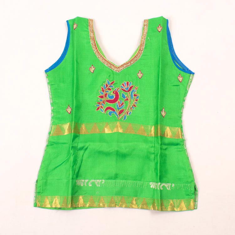 6 to 10 Yrs Size Pure Silk Kanchipuram Pattu Pavadai 10053084