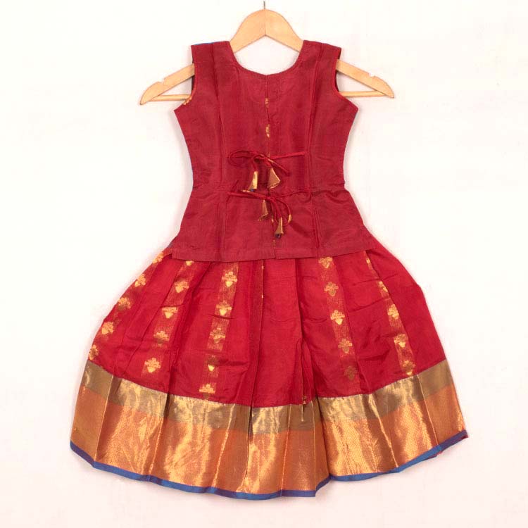 1 to 5 Yrs Size Pure Silk Kanchipuram Pattu Pavadai 10053102