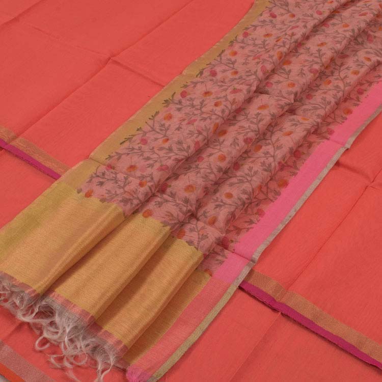Printed Chanderi Silk Cotton 2 pc Salwar Suit Material 10041812