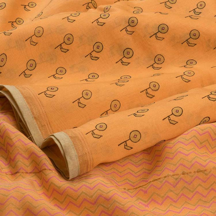 Printed Handloom Chanderi Silk Cotton Saree 10025654