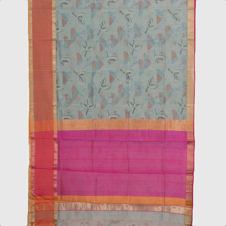 Printed Handloom Chanderi Silk Cotton Saree 10029404