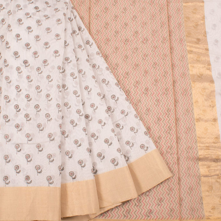 Printed Handloom Chanderi Silk Cotton Saree 10034819