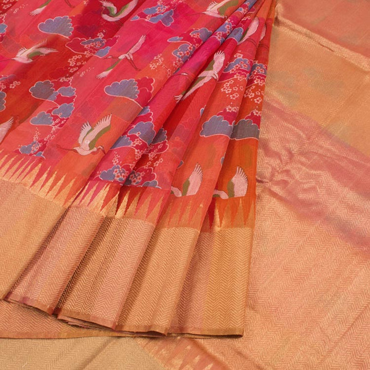 Printed Handloom Chanderi Silk Cotton Saree 10050603