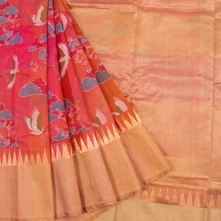 Printed Handloom Chanderi Silk Cotton Saree 10050603