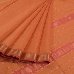Orange Handloom Maheshwari Saree 10018697