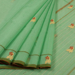 Green Handloom Chanderi Saree 10032539
