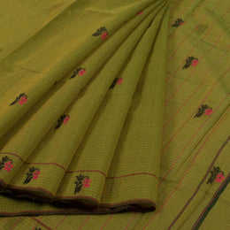 Green Handloom Chanderi Saree 10032542