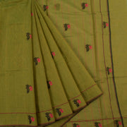 Green Handloom Chanderi Saree 10032542