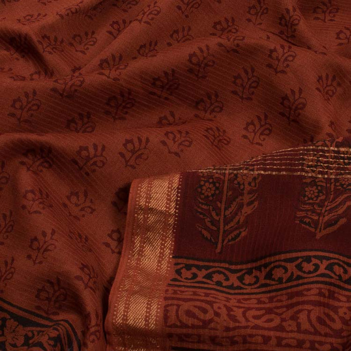 Bagh Printed  Maheshwari Silk Cotton Saree 10046410
