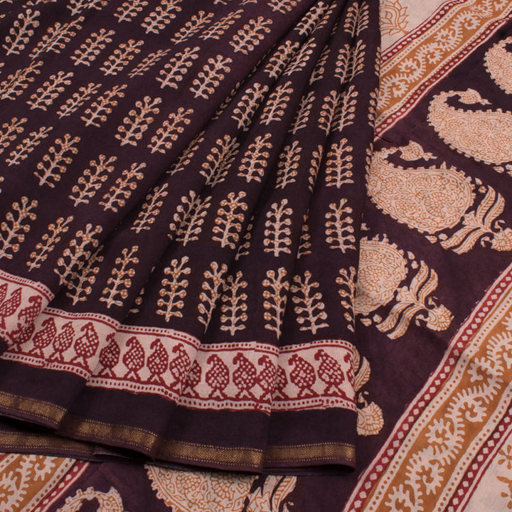 Bagh Printed  Maheshwari Silk Cotton Saree 10046415