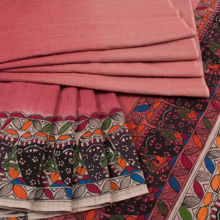 Madhubani Hand Painted Cotton Saree 10024401