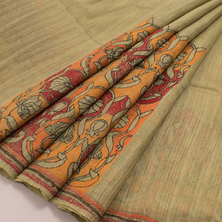 Kantha Embroidered Tussar Silk Blouse Material 10051862