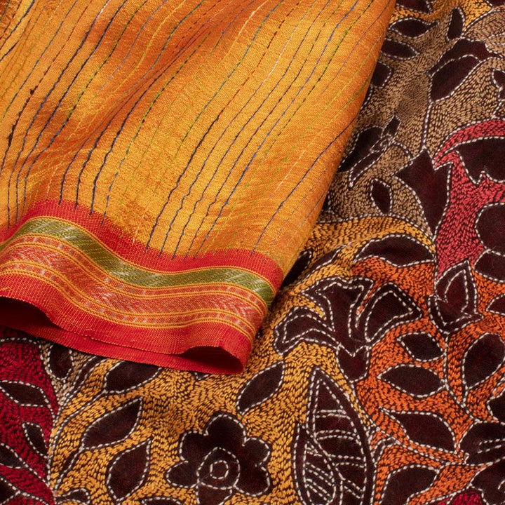 Kantha Embroidered Mulberry Silk Saree 10050183