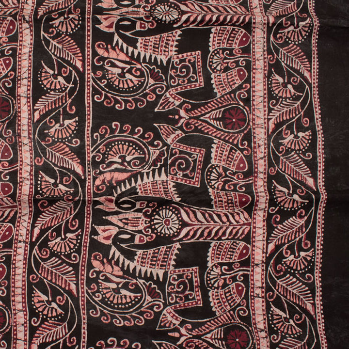Batik Printed Mulberry  Silk Saree 10053526