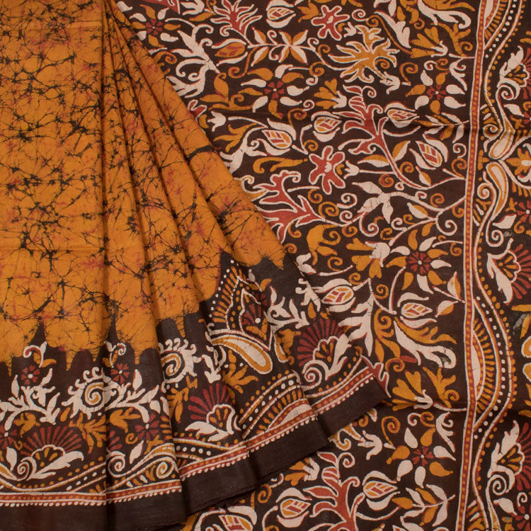Batik Printed Mulberry  Silk Saree 10053527