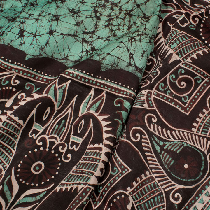 Batik Printed Mulberry  Silk Saree 10053528