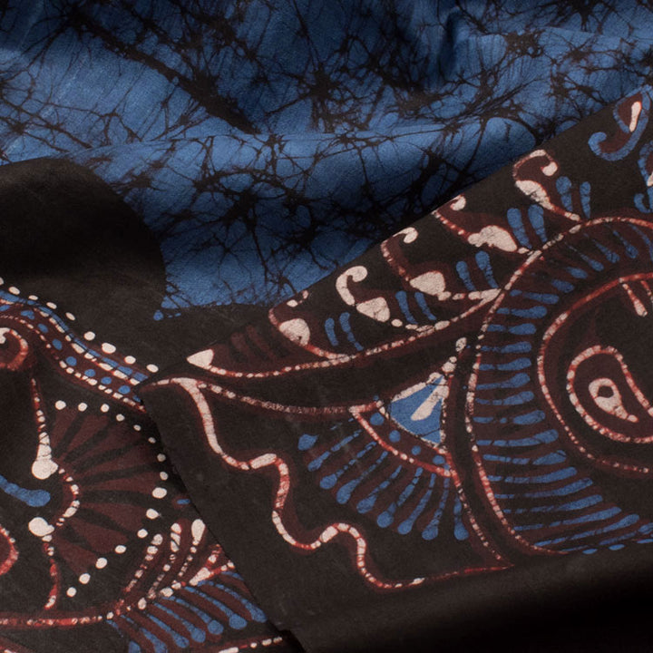 Batik Printed Mulberry  Silk Saree 10053529