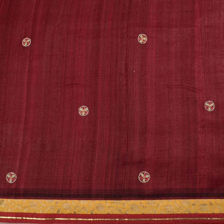 Sequin Embroidered Tussar Silk Saree 10022481