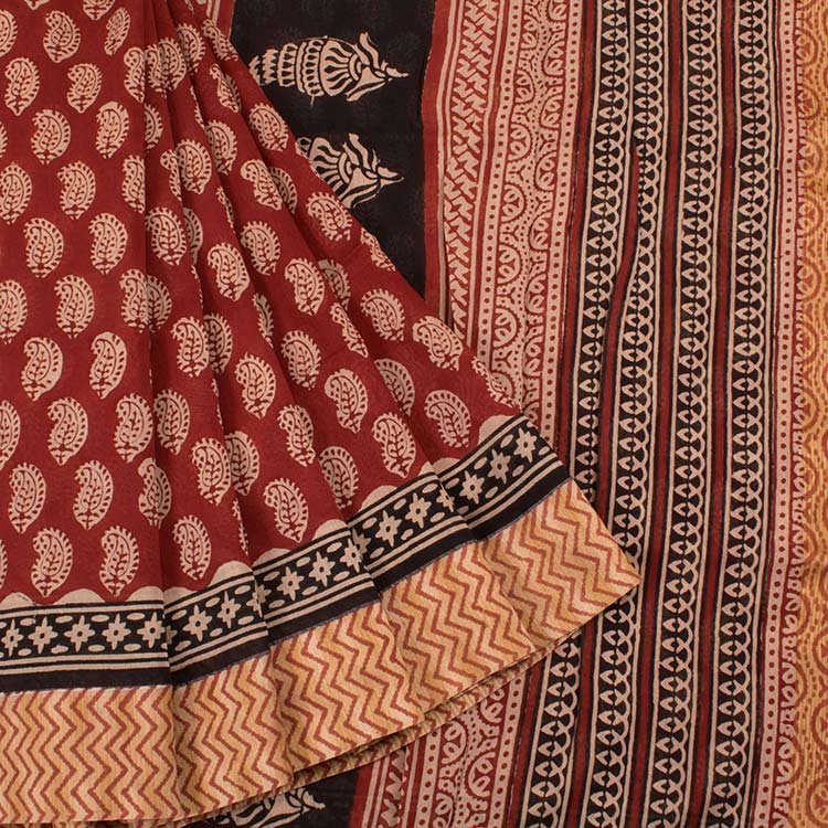 Bagru Printed Chanderi Silk Cotton Saree 10029490