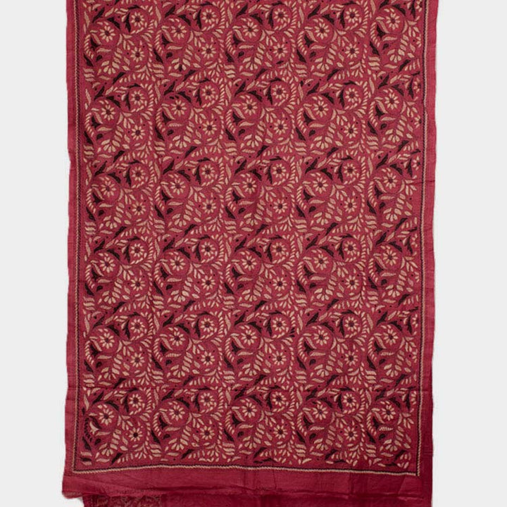 Kantha Embroidered Tussar Silk Saree 10045553