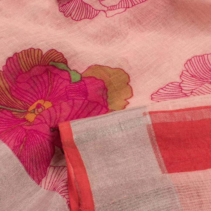 Digital Printed Handloom Linen Saree 10047486
