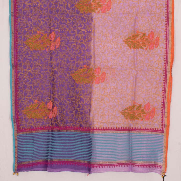 Hand Block Printed Chanderi Silk Cotton Dupatta 10034640