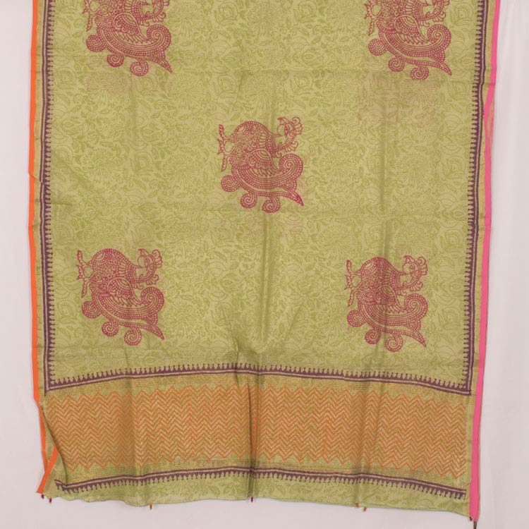 Hand Block Printed Chanderi Silk Cotton Dupatta 10034641