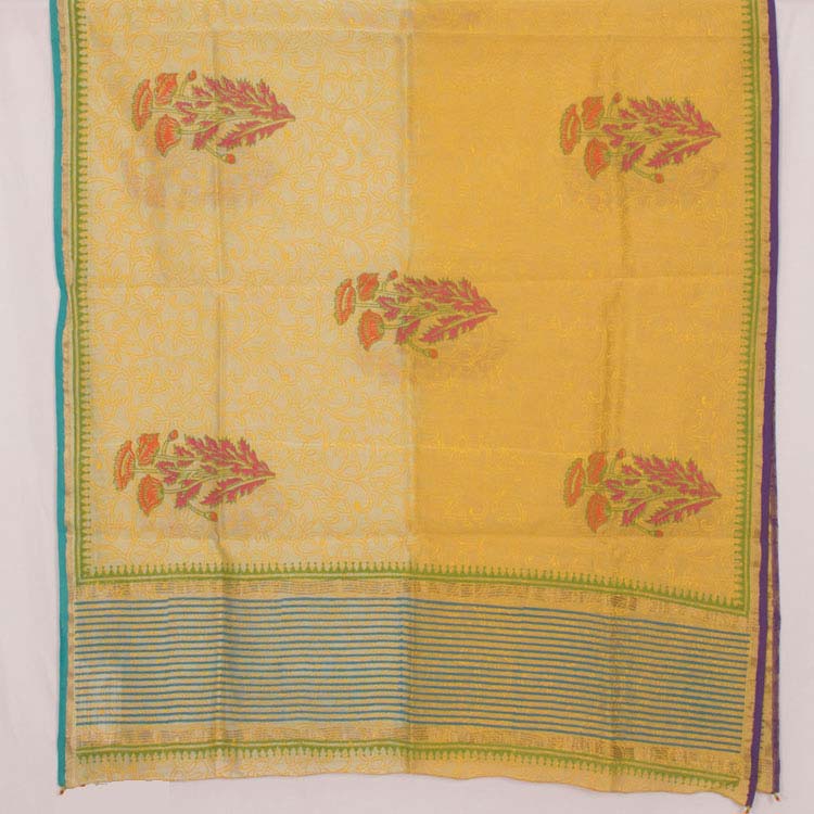 Hand Block Printed Chanderi Silk Cotton Dupatta 10034643