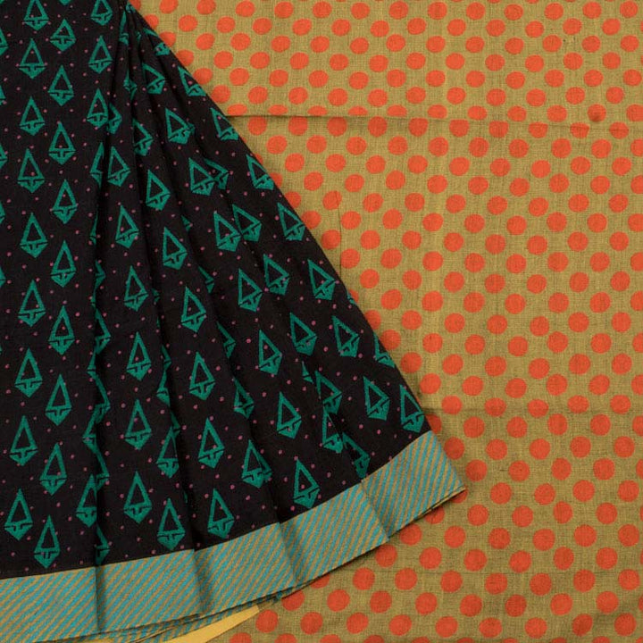 Hand Block Printed Andhra Cotton Saree 10034621