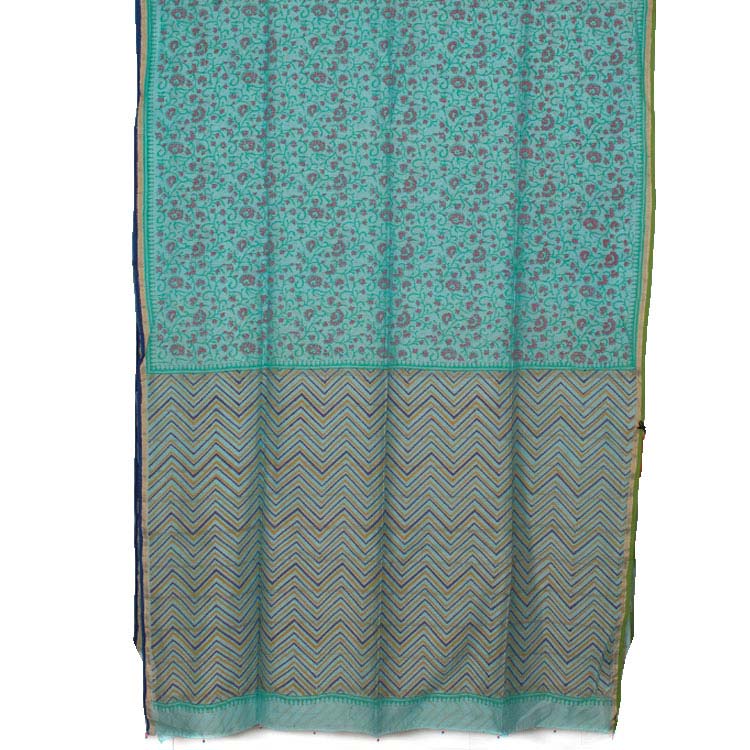 Hand Block Printed Chanderi Silk Cotton Saree 10034632
