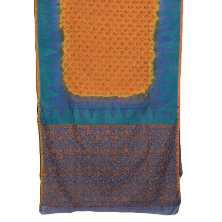 Hand Block Printed Chanderi Silk Cotton Saree 10034635