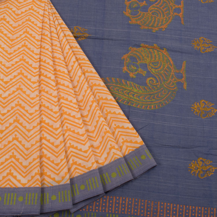 Hand Block Printed Andhra Cotton Saree 10042232