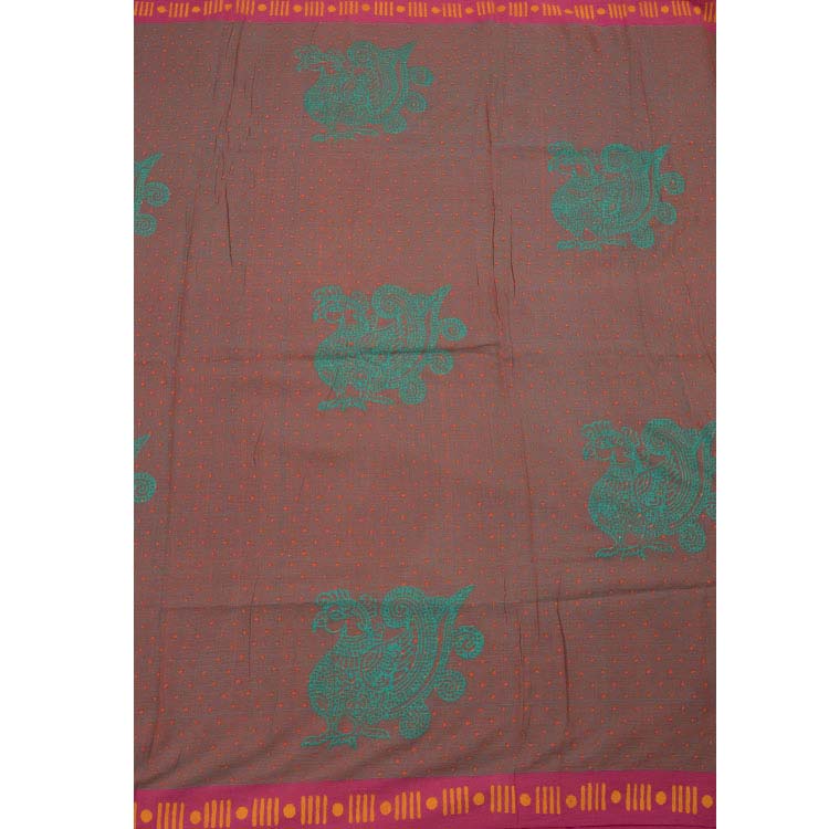 Hand Block Printed Andhra Cotton Saree 10042236