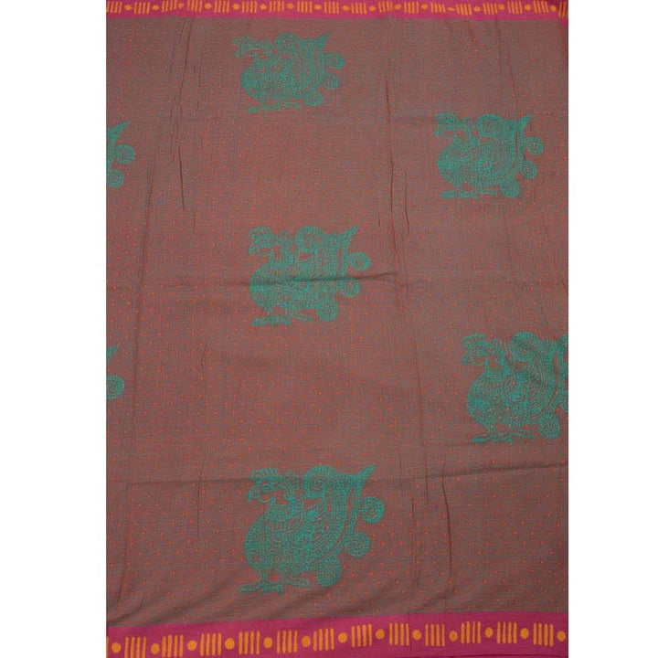 Hand Block Printed Andhra Cotton Saree 10042236