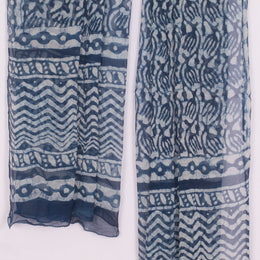 Indigo Bagru Printed Chiffon Dupatta 10015259