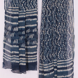 Indigo Bagru Printed Chiffon Dupatta 10015262
