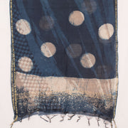 Indigo Dabu Printed Silk Cotton Stole 10037178