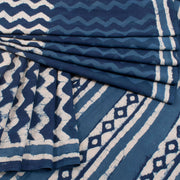 Indigo Blue Bagru Printed Cotton Saree 10019667