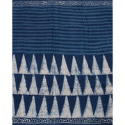 Indigo Blue Bagru Printed Mulmul Cotton Saree 10019672