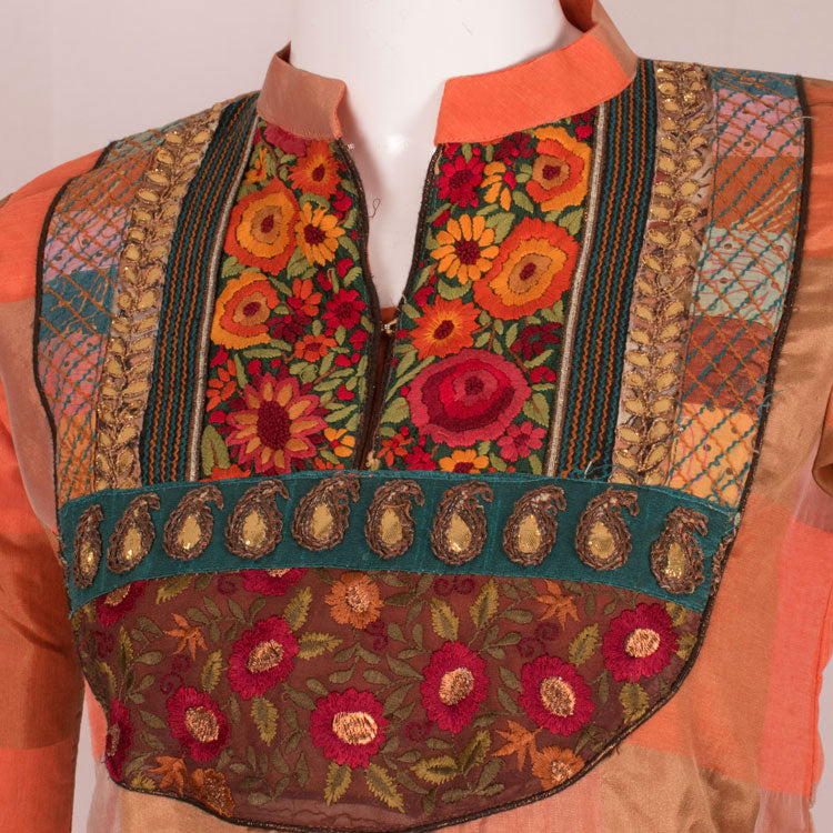 Handcrafted Embroidered Silk Kurta 10035871