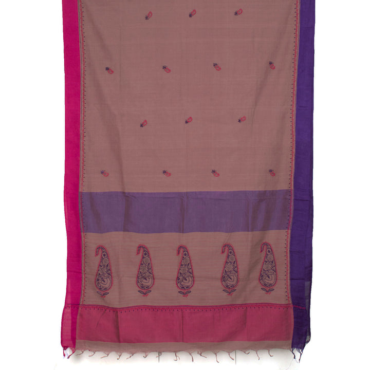 Chikankari Embroidered Khadi Cotton Saree 10030311