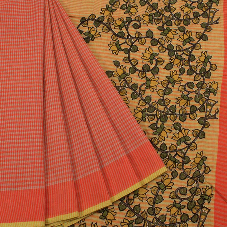Applique Embroidered Khadi Cotton Saree 10044348