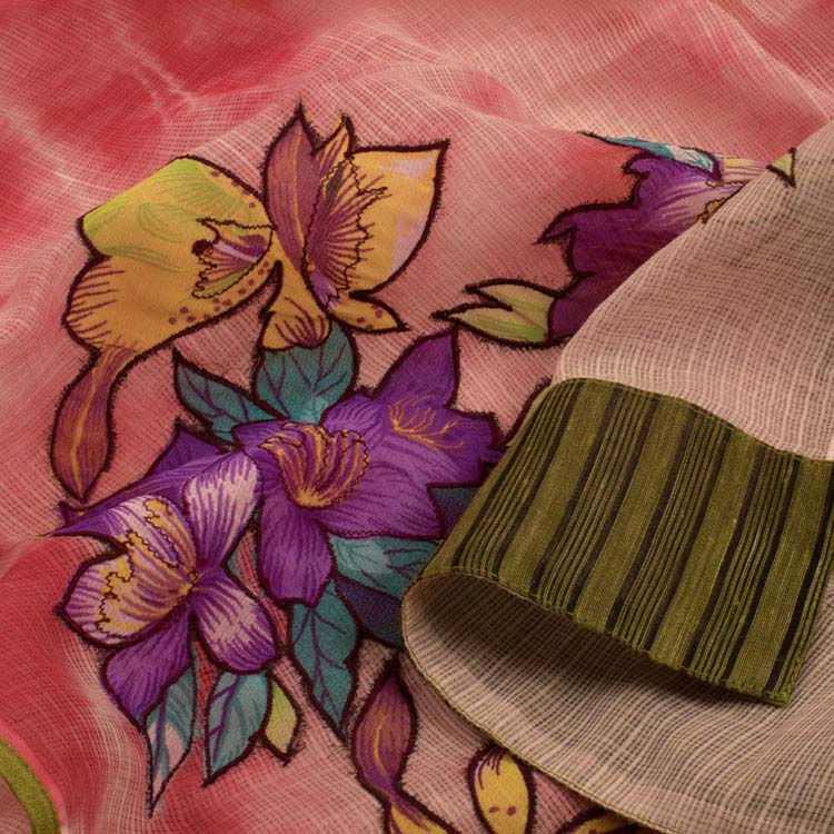 Applique Embroidered Shibori Kota Cotton Saree 10044359