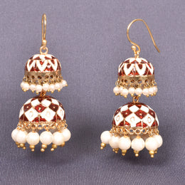 Handcrafted Beaded Meenakari Jhumka 10009711