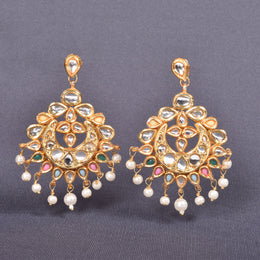 Handcrafted Beaded Kundan Chandbali Earring 10015670