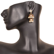 Handcrafted Beaded Kundan Meenakari Jhumka Earring 10015675